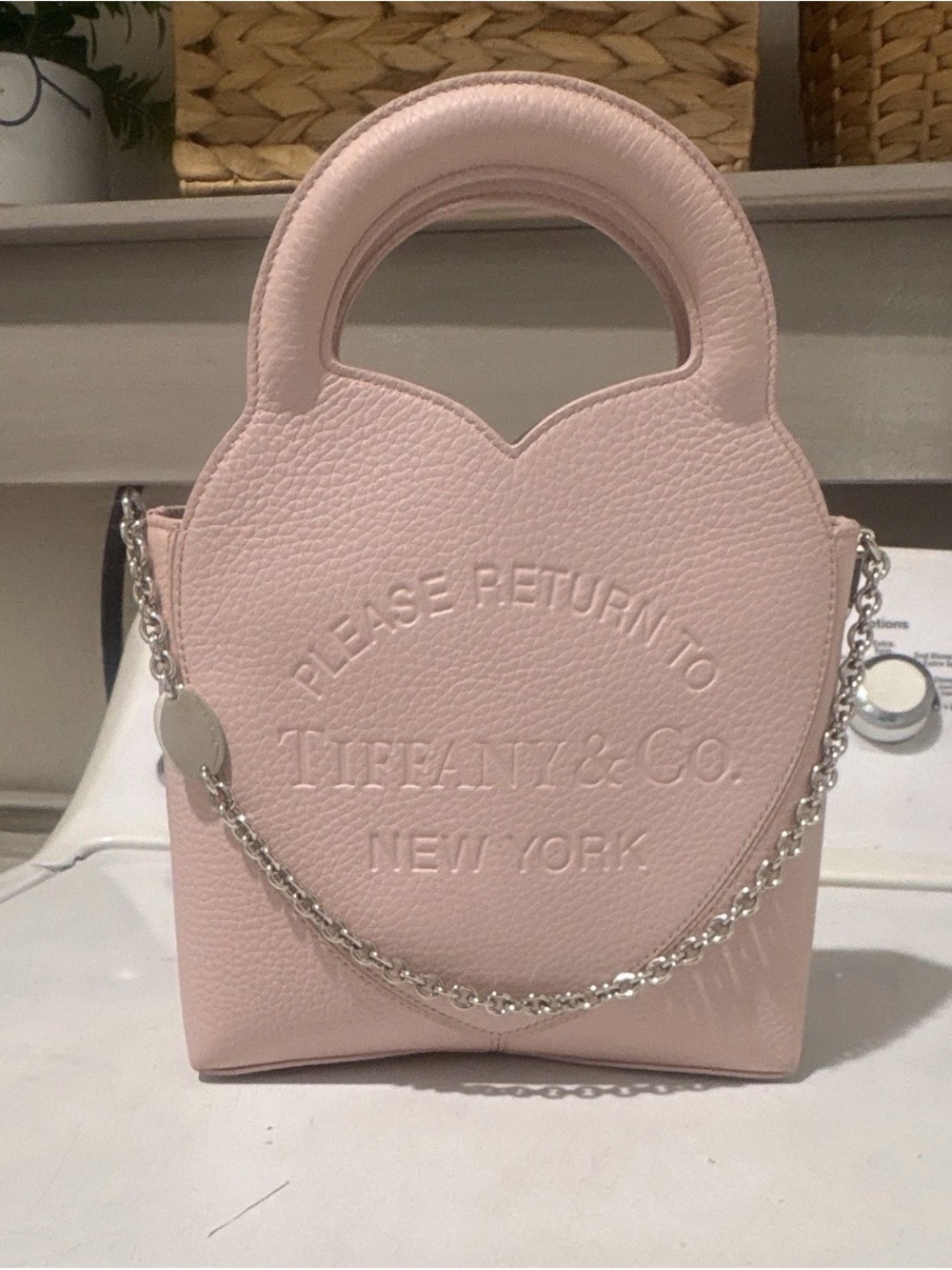 Tiffany & Co. Pink Heart Tote with Chain